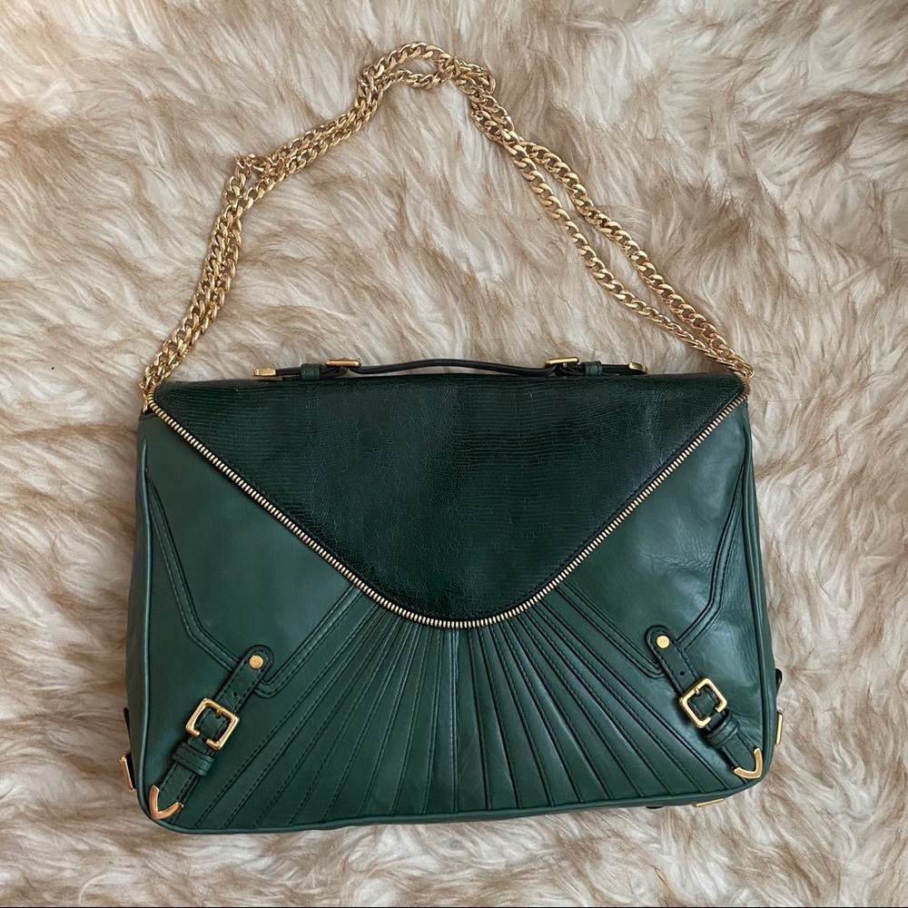 Rebecca Minkoff forest green envelope shoulder bag
